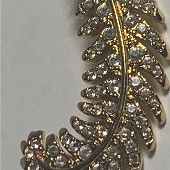 Swarovski Feather Brooch Pin Pave Crystals - Picture 3 of 6